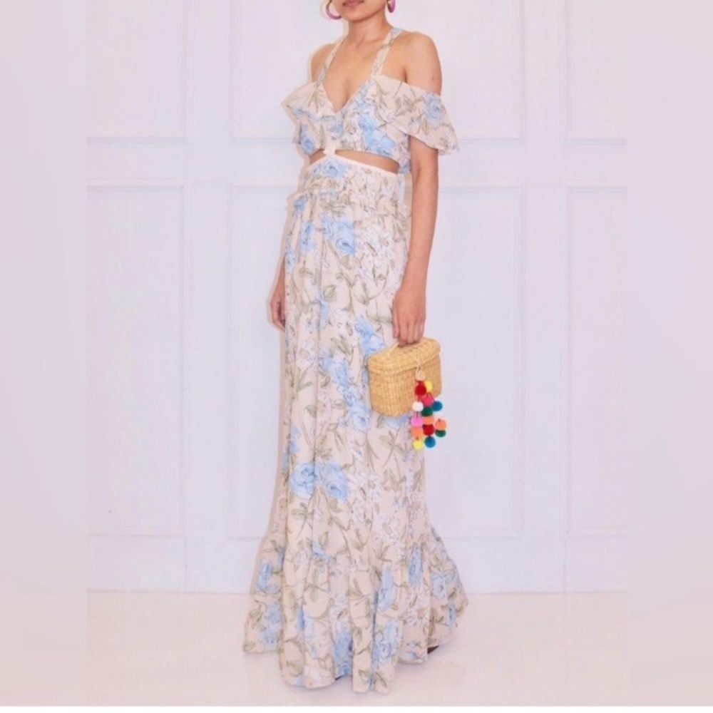 For Love and Lemons Free People Floral Off-Shoulder Maxi Dress S - Picture 4 of 13